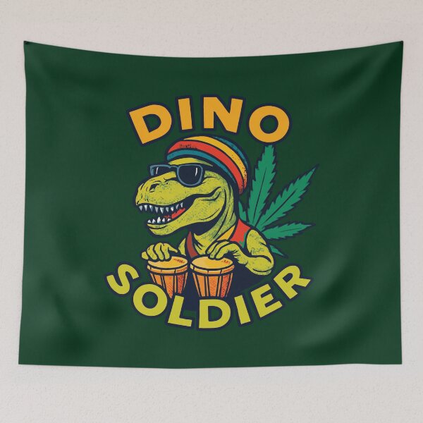 Item preview, DINO SOLDIER: Pop-Art T-Rex Reggae Musician Drummer designed and sold by Virtualstars.