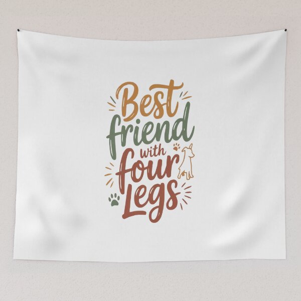 Item preview, Best Friend with Four Legs – Cute Dog Quote Hand Lettering designed and sold by MoodThreadz.