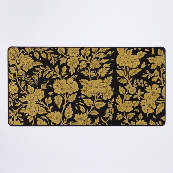 Item preview, Antique Gold Floral Indian Lace Damask Botanical Brocade designed and sold by antiqueart.