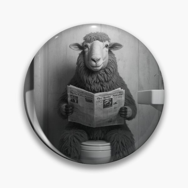 Item preview, Funny Sheep Reading Newspaper on Toilet Bathroom Art designed and sold by vk09.