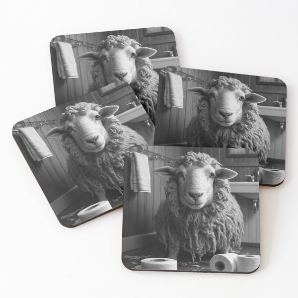 Item preview, Funny Naughty Sheep with Toilet Paper Bathroom Art designed and sold by vk09.