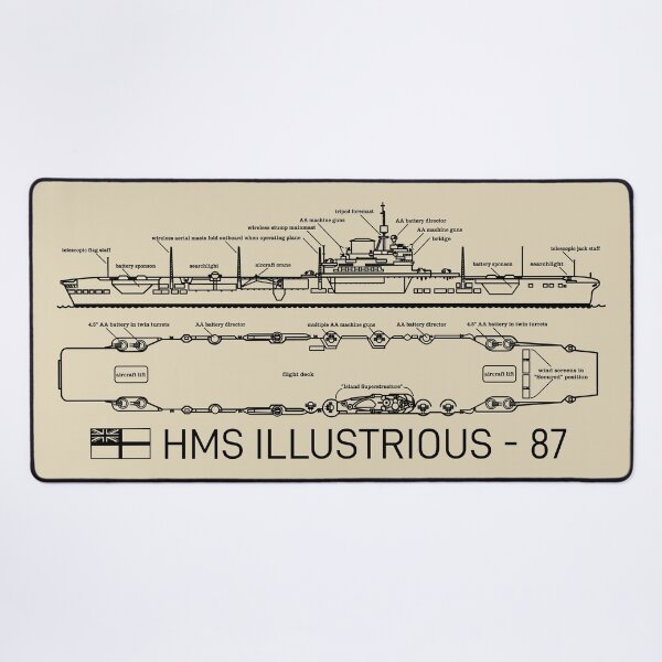 Item preview, HMS Illustrious WW2 British Aircraft Carrier Infographic Diagram designed and sold by MilitaryMart.