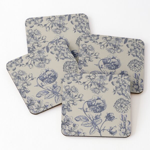 Item preview, Vintage Blue Toile Botanical Floral Antique Pattern designed and sold by antiqueart.