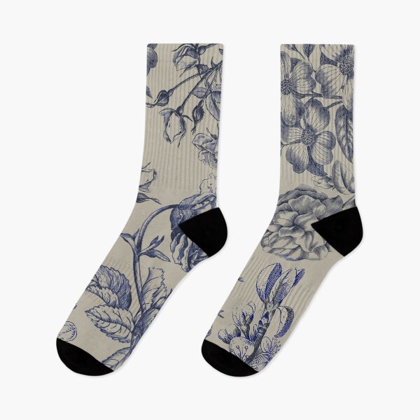 Item preview, Vintage Blue Toile Botanical Floral Antique Pattern designed and sold by antiqueart.