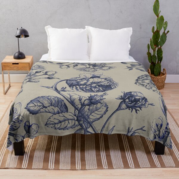 Item preview, Vintage Blue Toile Botanical Floral Antique Pattern designed and sold by antiqueart.