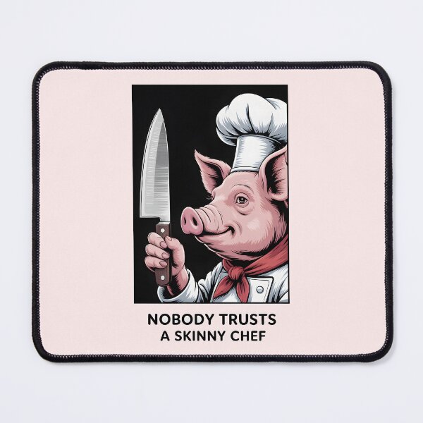 Item preview, Chef Pig Nobody trusts a skinny chef cartoon designed and sold by Museum Of Non-Existing Art.
