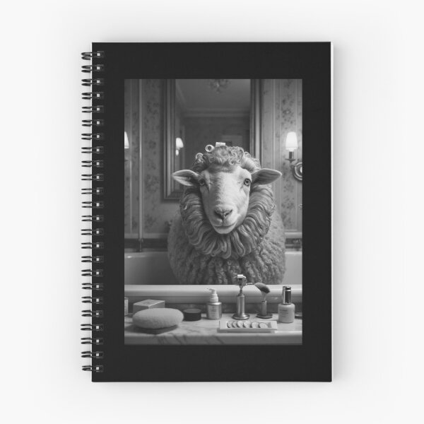 Item preview, Funny Sheep with Hair Curlers Bathroom Mirror Illustration designed and sold by vk09.