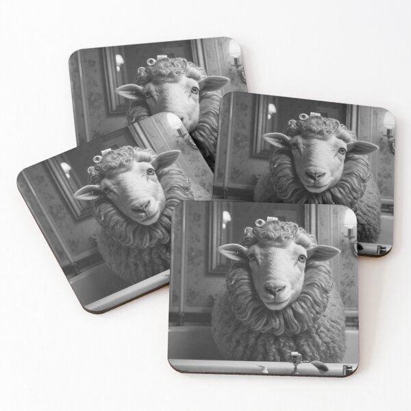 Item preview, Funny Sheep with Hair Curlers Bathroom Mirror Illustration designed and sold by vk09.
