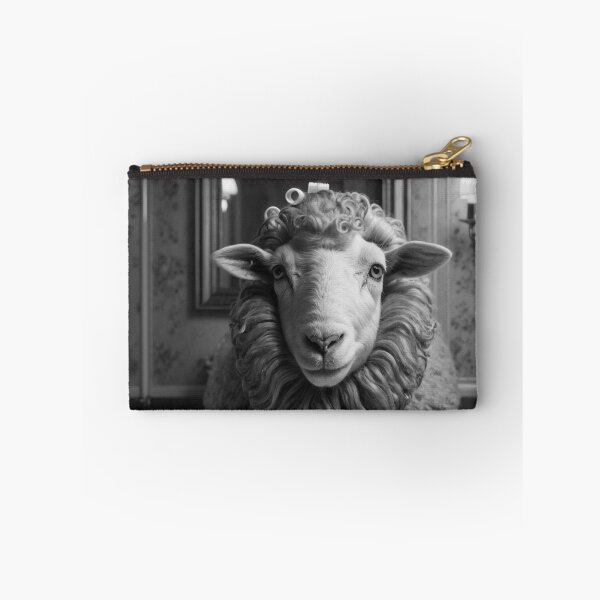 Item preview, Funny Sheep with Hair Curlers Bathroom Mirror Illustration designed and sold by vk09.