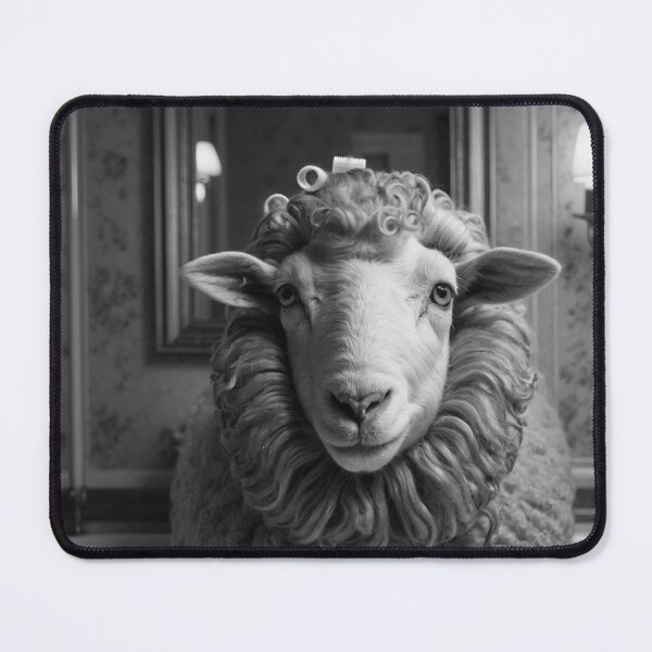 Item preview, Funny Sheep with Hair Curlers Bathroom Mirror Illustration designed and sold by vk09.
