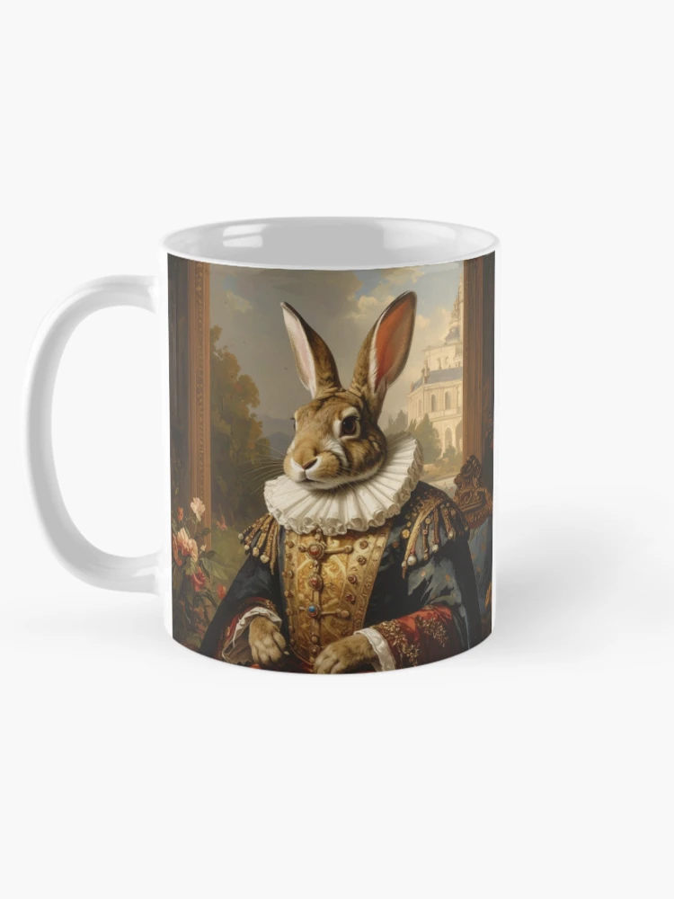 Thumbnail 5 of 6, Coffee Mug, Regal Renaissance Royal Rabbit Portrait Painting designed and sold by Rutvain.