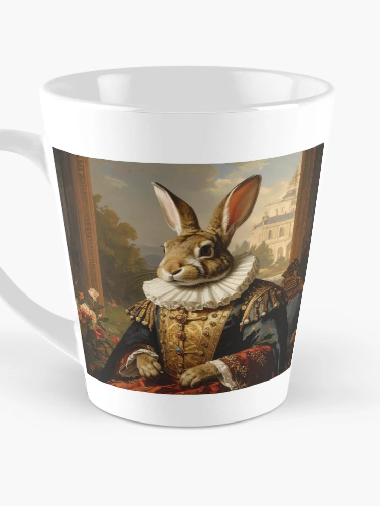 Thumbnail 3 of 4, Coffee Mug, Regal Renaissance Royal Rabbit Portrait Painting designed and sold by Rutvain.