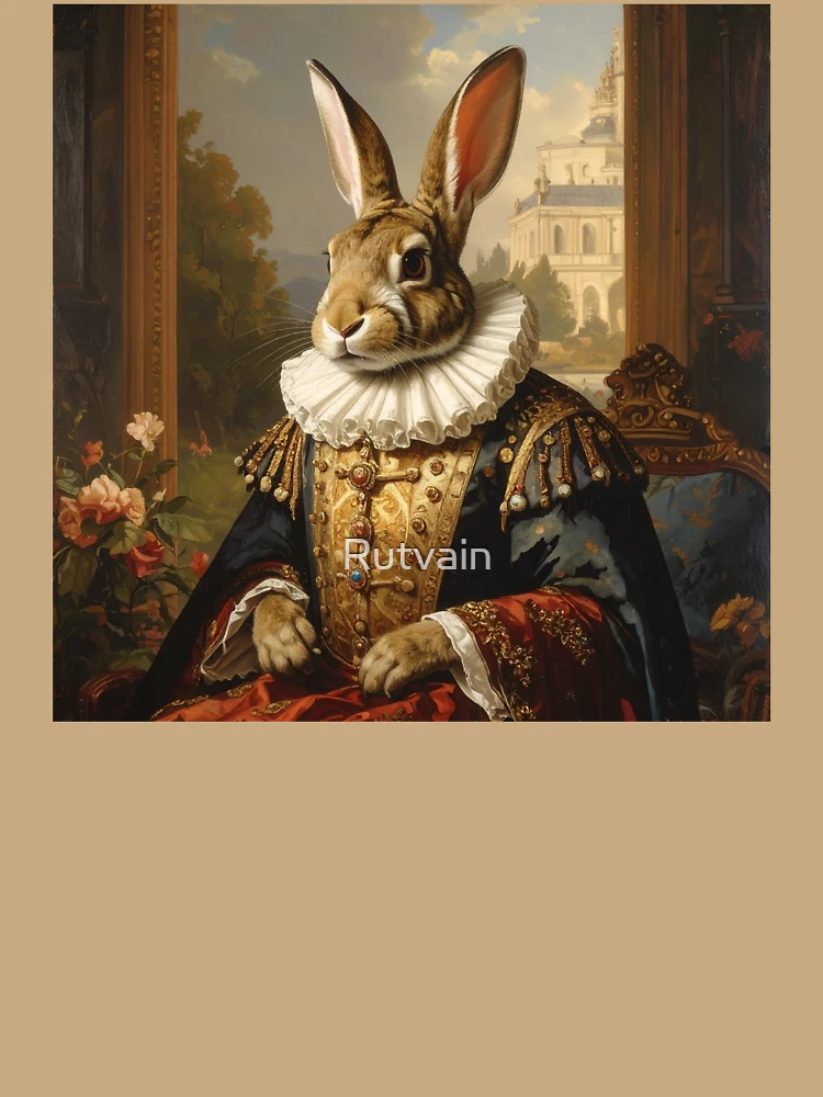 Thumbnail 6 of 6, Premium Oversized Sweatshirt, Regal Renaissance Royal Rabbit Portrait Painting designed and sold by Rutvain.