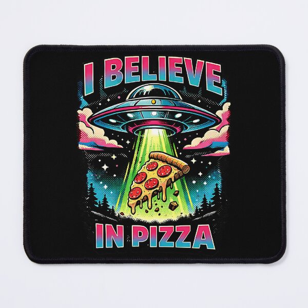 Item preview, I Believe In Pizza Funny UFO Abduction Retro Comic designed and sold by LSphere Art.