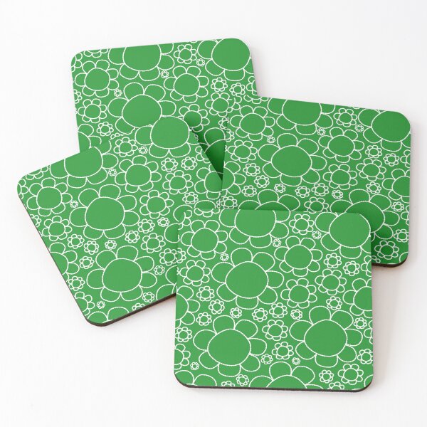 Item preview, Cheerful Doodle Flowers Pattern in Green and White designed and sold by kierkegaard.