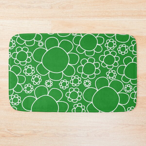 Item preview, Cheerful Doodle Flowers Pattern in Green and White designed and sold by kierkegaard.