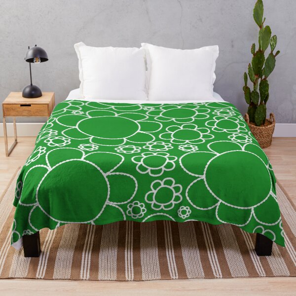 Item preview, Cheerful Doodle Flowers Pattern in Green and White designed and sold by kierkegaard.