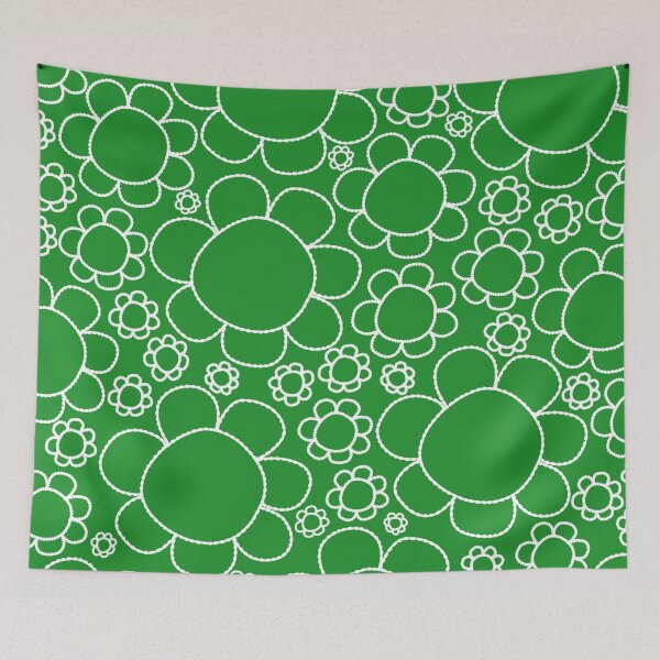 Item preview, Cheerful Doodle Flowers Pattern in Green and White designed and sold by kierkegaard.