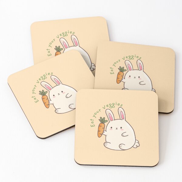 Item preview, Kawaii "Eat Your Veggies" Bunny with Carrot designed and sold by ShyHomebodyClub.