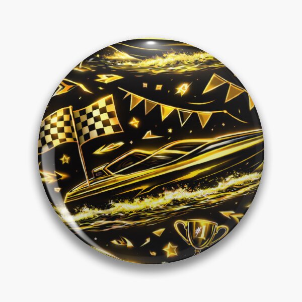 Item preview, Neon Gold Yellow Black Boat Racing Speedboat designed and sold by ChristinasMess.