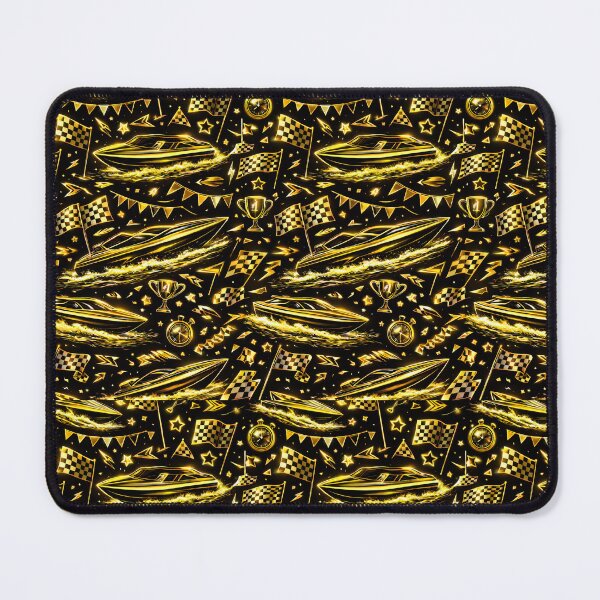 Item preview, Neon Gold Yellow Black Boat Racing Speedboat designed and sold by ChristinasMess.