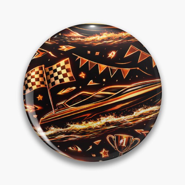 Item preview, Neon Orange Boat Racing Speedboat designed and sold by ChristinasMess.