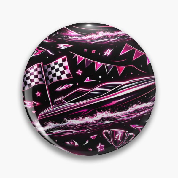 Item preview, Neon Pink Boat Racing Speedboat designed and sold by ChristinasMess.