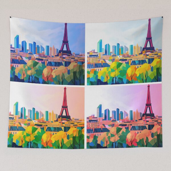 Item preview, Paris Skyline – Chromatic Panorama Quad Set designed and sold by SkylineVistas Designs.