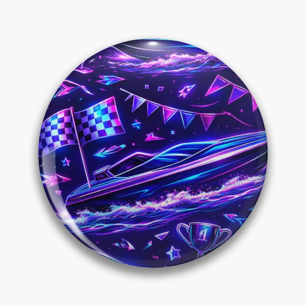 Item preview, Neon Pink Blue Boat Racing Speedboat designed and sold by ChristinasMess.