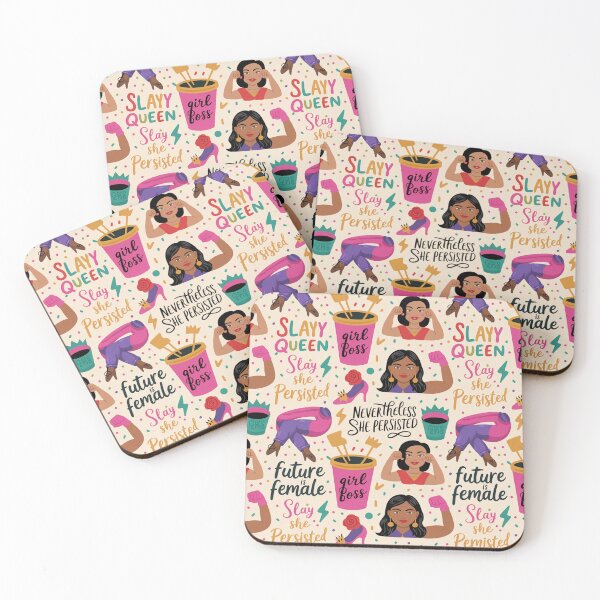 Item preview, Slay Queen Girl Boss Pattern – Feminist Empowerment Quotes   designed and sold by Midnight Veil Designs.