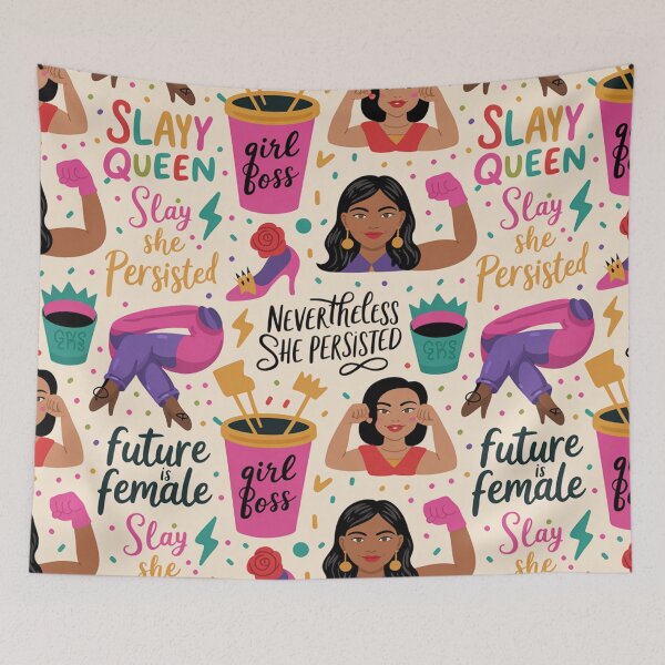 Item preview, Slay Queen Girl Boss Pattern – Feminist Empowerment Quotes   designed and sold by Midnight Veil Designs.