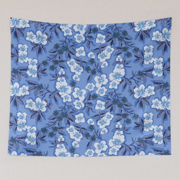 Item preview,  Sunlit Petals-Monochrome Periwinkle Sky Harmony designed and sold by Fabricatemyart.