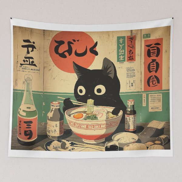 Item preview, Kawaii Kuro Neko Ramen Run designed and sold by Retro Type.