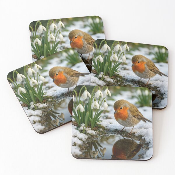 Item preview, Spring Robin Seeing its Reflection In Puddle designed and sold by Maria Dryfhout.
