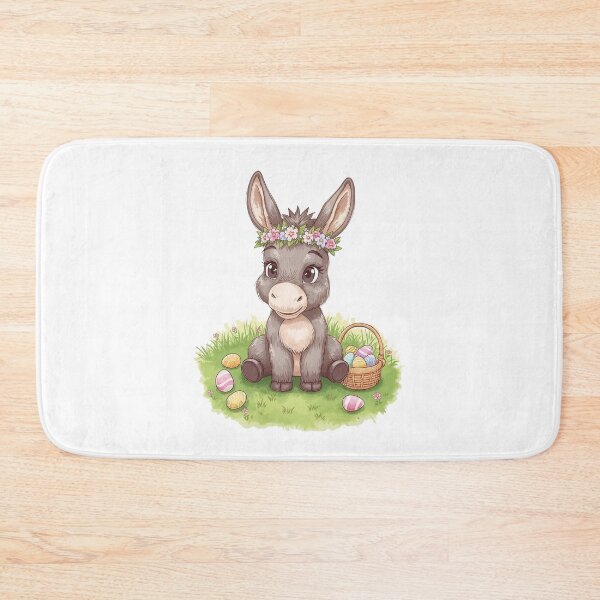 Item preview, Cute Easter Donkey with Eggs and Spring Flowers Illustration designed and sold by Mosaic by M.