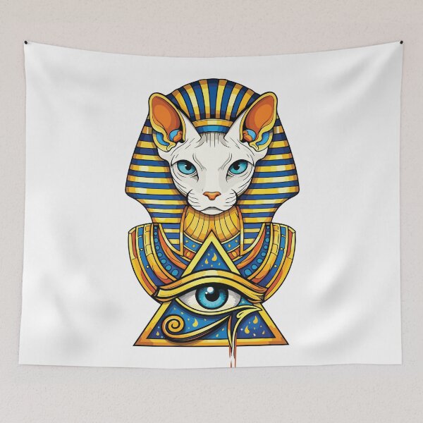 Item preview, Divine Protector: Sphynx Pharaoh Cat with Eye of Horus | Ancient Egypt Art designed and sold by GulfSignature.