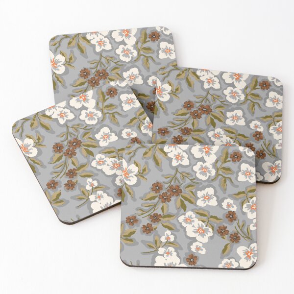 Item preview, Sunlit Petals-Silver Gray-Camel-Chestnut Brown designed and sold by Fabricatemyart.