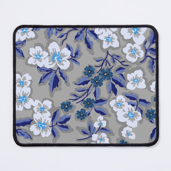Item preview, Sunlit Petals-Silver Gray-Midnight Indigo Blue designed and sold by Fabricatemyart.