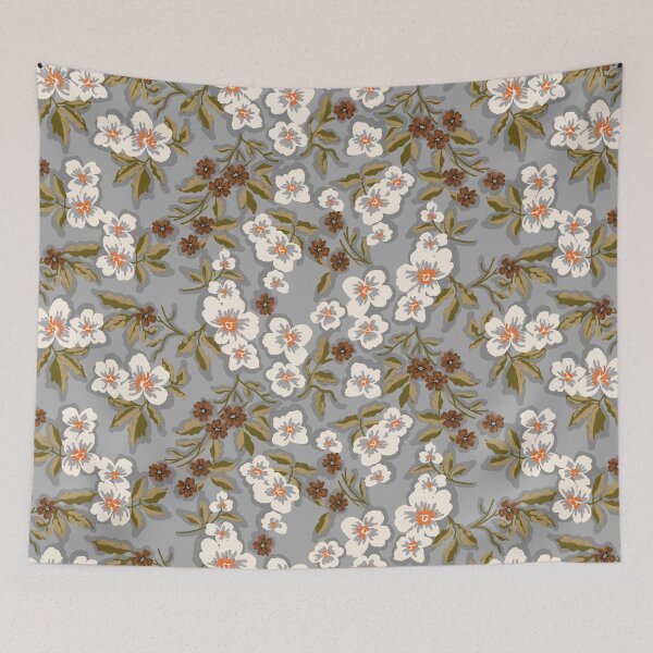 Item preview, Sunlit Petals-Silver Gray-Camel-Chestnut Brown designed and sold by Fabricatemyart.