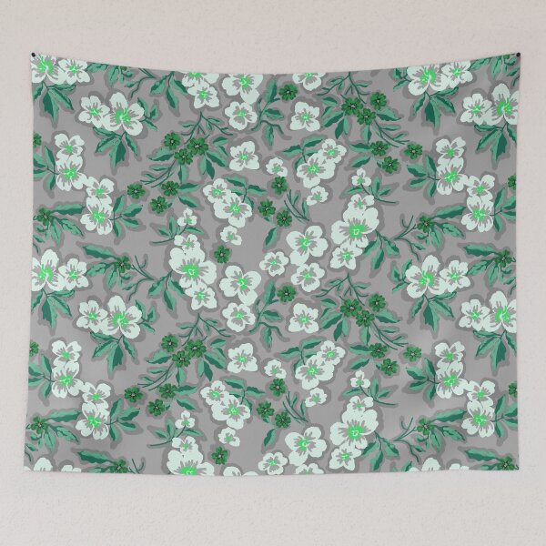 Item preview, Sunlit Petals-Silver Gray-Jade Forest designed and sold by Fabricatemyart.