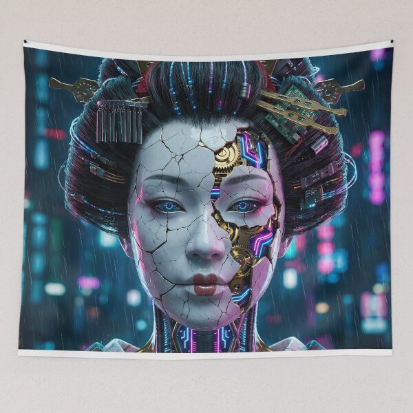 Item preview, Neo Kyoto Geisha - Cyberpunk Android Mask designed and sold by Neon Nature Studio.