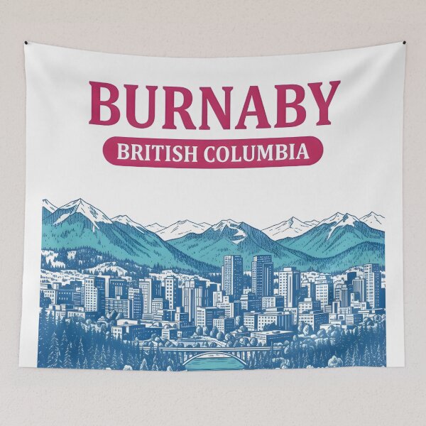 Item preview, Burnaby BC Canada Cute Realistic Blue Skyline Citscape designed and sold by HowToCanadian.