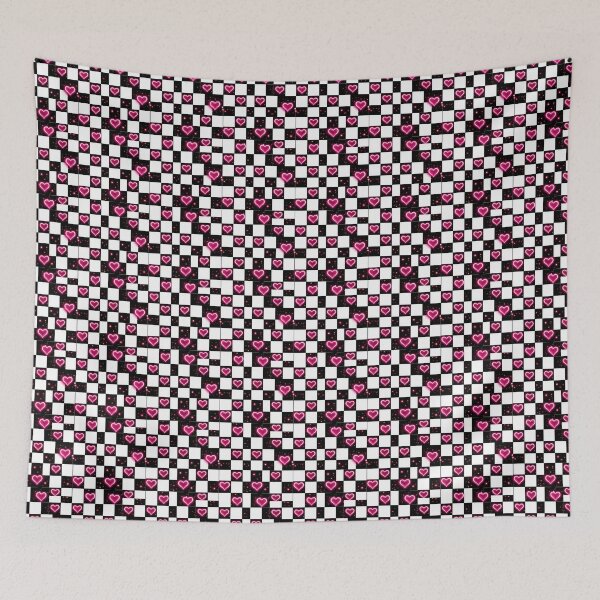 Item preview, Checkered Flag Pixel Fun Pink Hearts designed and sold by ChristinasMess.