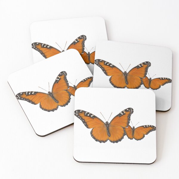 Item preview, Vibrant orange butterflies in flight with black and white details designed and sold by Creative88Art.