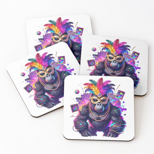 Item preview, Mardi Gras Gorilla Party Mask Beads Feathers designed and sold by AnnDesignStudio.
