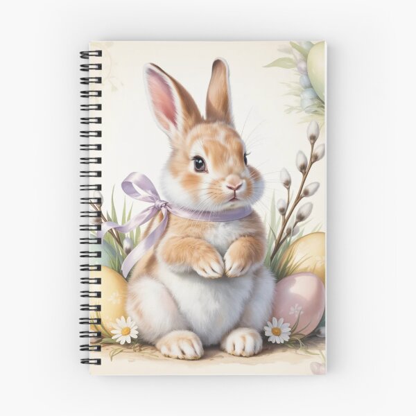 Item preview, Cute retro vintage nostalgic Easter bunny with colourful eggs and willow designed and sold by murroedesigns.