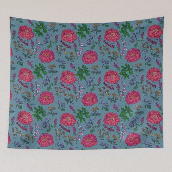 Item preview, Victorian Flower Language "I hate you" Large Scale Blue Teal designed and sold by JamieWetzel.