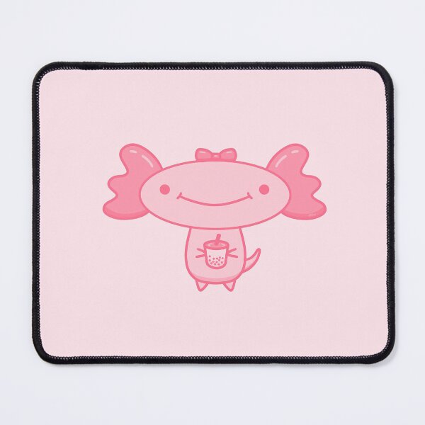 Item preview, Kawaii Axolotl Coquette Bow and Boba Cute Illustration designed and sold by DrawnByAllu.