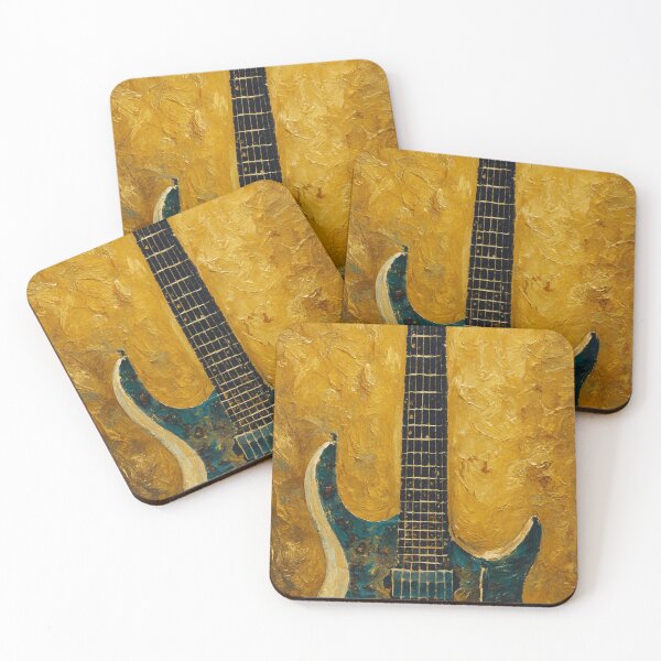 Item preview, Blue Electric Guitar Painting – Abstract Music Art on Golden Background designed and sold by Joey Santiago.