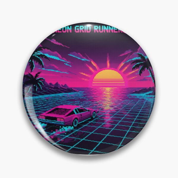 Item preview, NEON GRID RUNNERS 80s Car Synthwave Pixel Art designed and sold by BlissHalo.